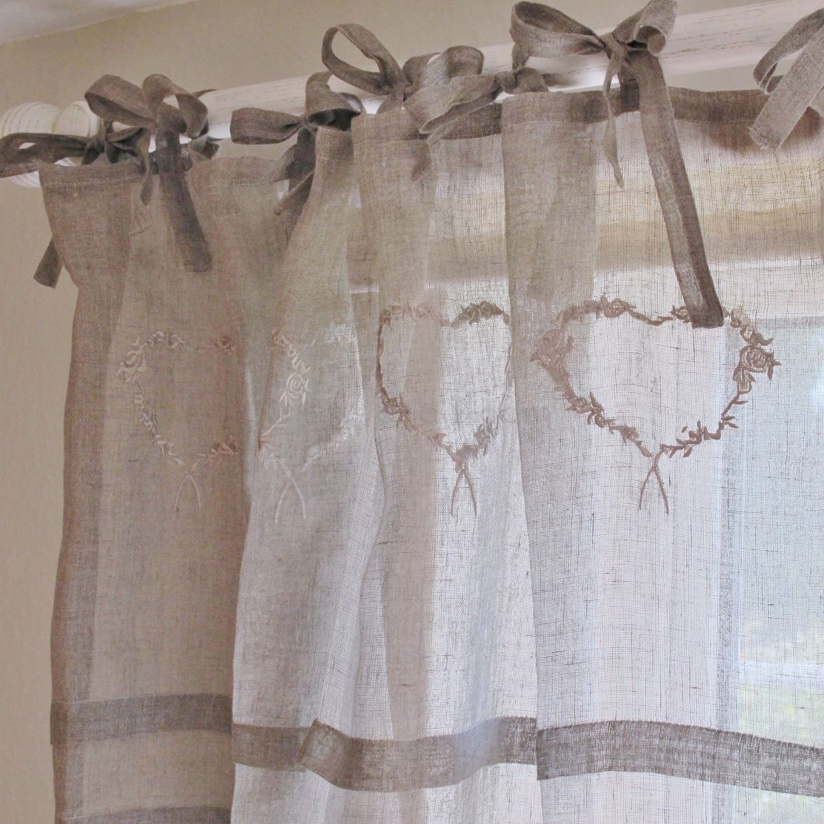 Heart linen voile curtain x 1 Bliss and Bloom